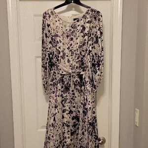 Lane Bryant Purple Floral Long Sleeve Dress
